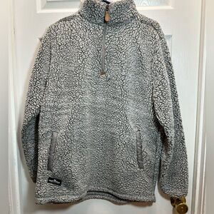 Simply Southern Gray Sherpa Half-Zip Pullover Sweater